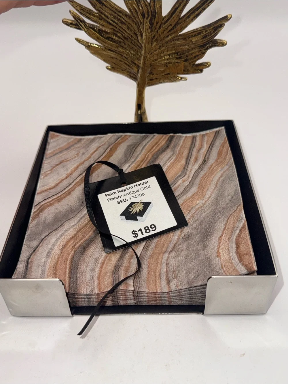 Michael Aram Palm Napkin Holder Antique Gold Designer Table Decor